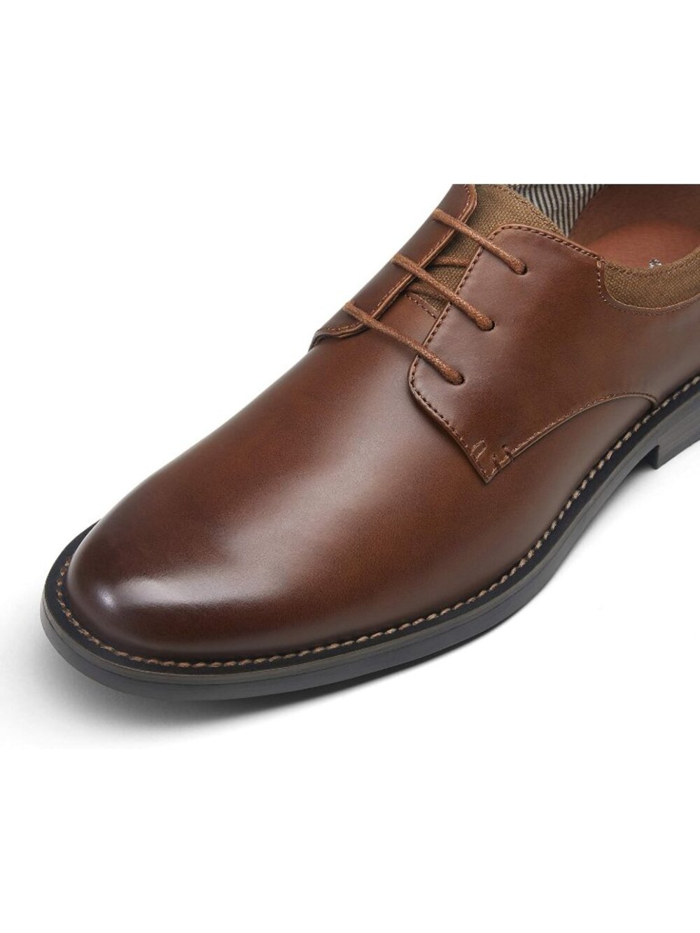Men's Dark Brown Breathable Upper Lace Up Retro Business Classic Oxford Shoes - Picture 3 of 6